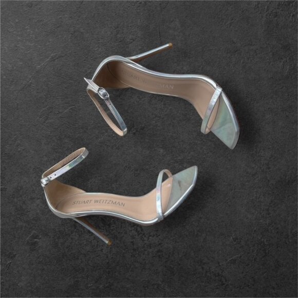 Stuart Weitzman nudistcurve hologram heels